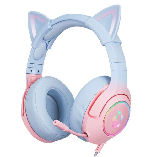 Onikuma Słuchawki gamingowe Onikuma K9 7.1 RGB Surround kocie uszy USB różowo-niebieskie