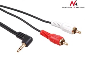 Maclean Przewód mini jack 3,5mm kątowy 2RCA 3m MCTV-825 Czarny