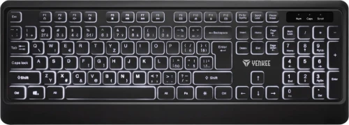 YENKEE Klawiatura Podświetlana cicha USB z niskoprofilowymi klawiszami