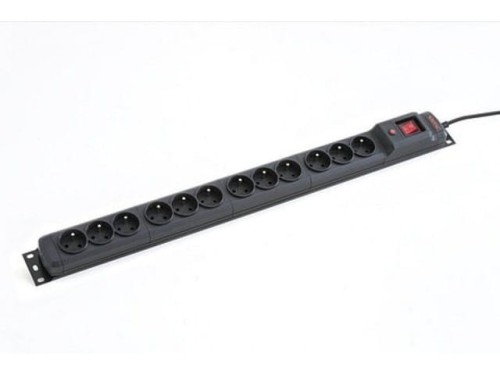 ARMAC Listwa przeciwprzepięciowa M12/16A Rack 19'' 1.5m czarna   (12 gniazd)