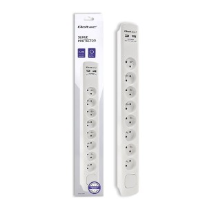 Qoltec Listwa antyprzepięciowa | 8 gniazd | 2xUSB | 1.8m | Biała