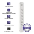 Qoltec Listwa antyprzepięciowa | 6 gniazd | 2xUSB | 1.8m | Biała
