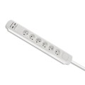 Qoltec Listwa antyprzepięciowa | 6 gniazd | 2xUSB | 1.8m | Biała