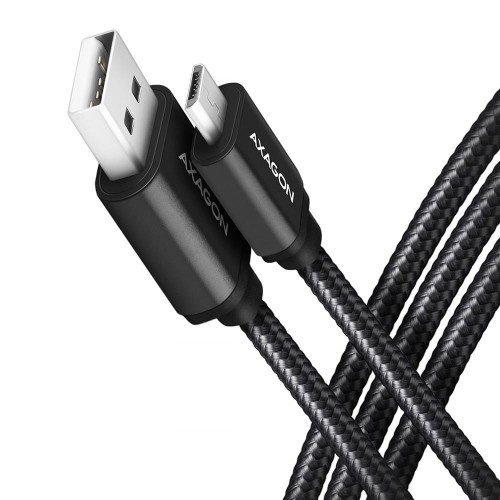 AXAGON BUMM-AM10AB Kabel MicroUSB - USB-A, 1m, USB 2.0, 2.4A, ALU, oplot, Czarny